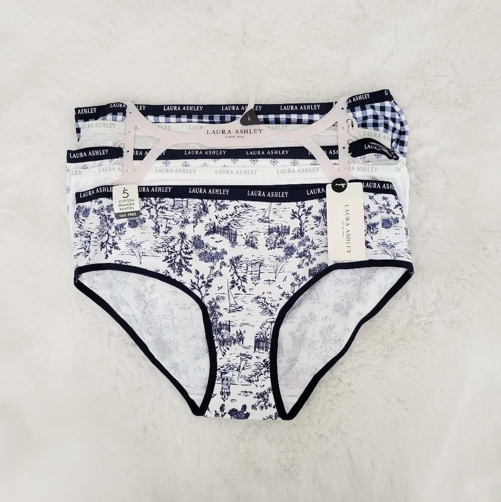🦋LAURA ASHLEY 5-PACK COTTON SPANDEX PANTIES SIZE L